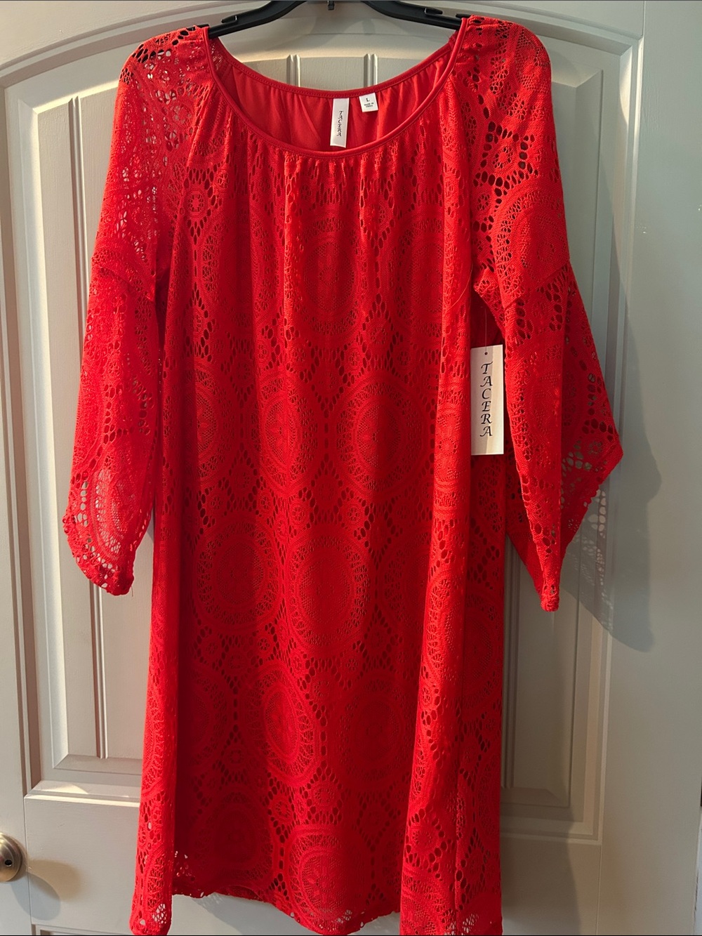 NWT  Red Crochet Lace Shift Dress